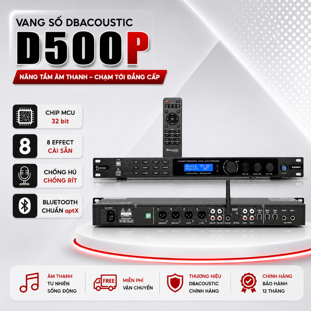 Vang số DBAcoustic D500P Premium | Chip MCU 32bit | Bluetooth aptX | Chống hú | Hàng chính hãng