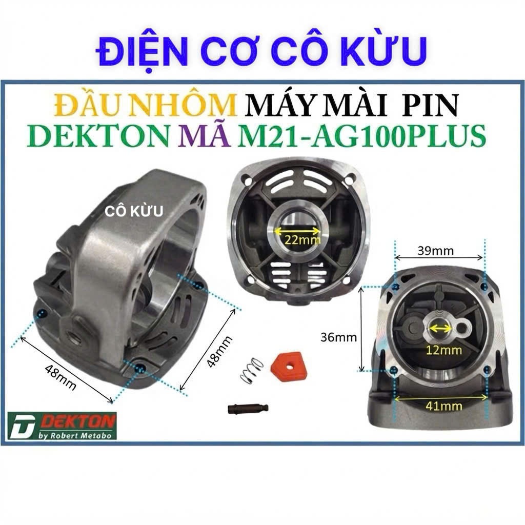 DEKTON - ĐẦU NHÔM + CHỐT ĐÁ MÁY MÀI DEKTON PIN MÃ M21-AG100PLUS, 100 PLUS. ck
