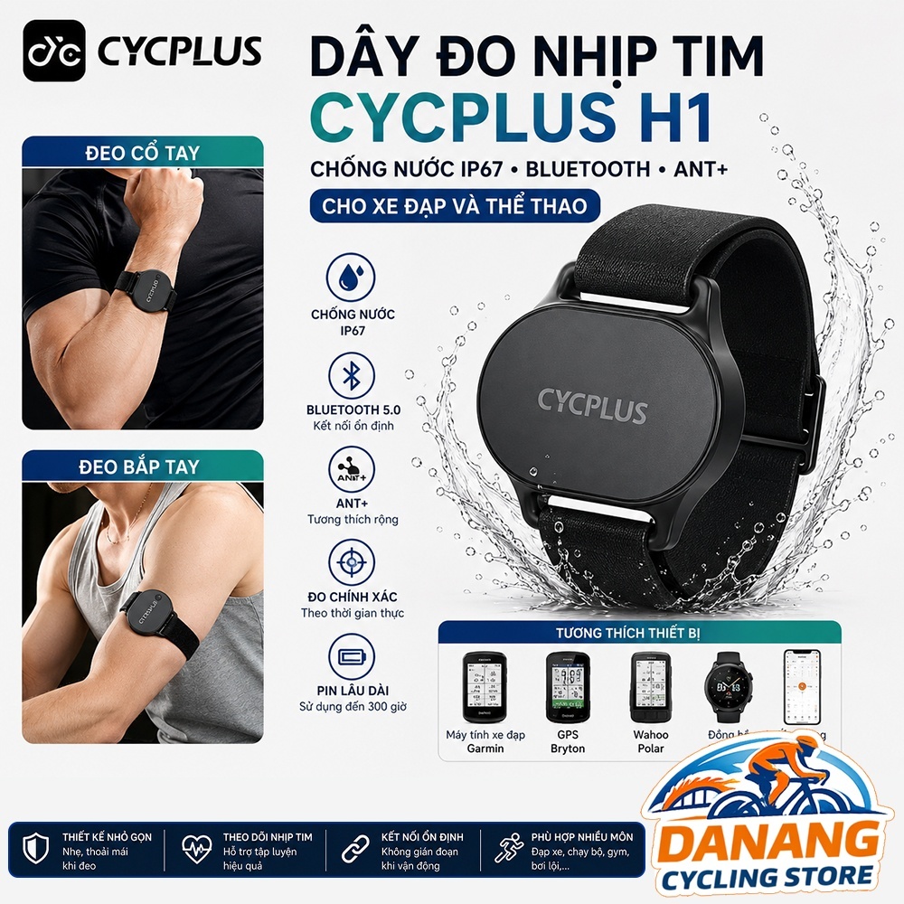Dây Đo Nhịp Tim CYCPLUS H1 - Chống Nước IP67 BluetootIh ANT+ Cho Xe Đạp Và Thể Thao