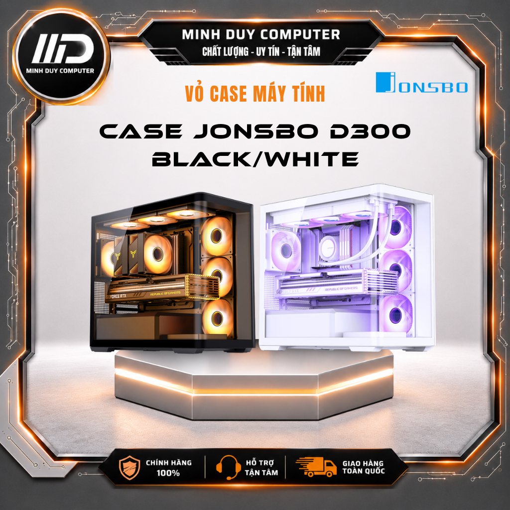 CASE MÁY TÍNH JONSBO D300 M-ATX | ITX - BLACK/WHITE - Bảo hành 12 Tháng