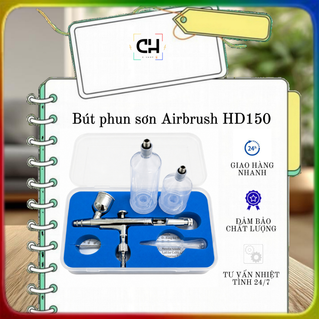 Bút phun sơn HD-150 - Súng phun sơn mini HD150, Dụng cụ phun màu, vẽ mĩ thuật chuyên nghiệp