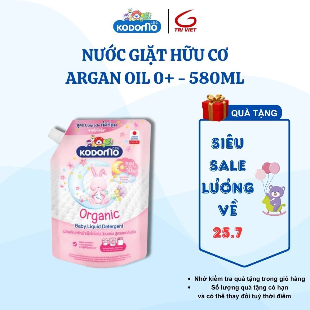 Nước Giặt Quần Áo Trẻ Em Organic Kodomo Argan Hữu Cơ 580ML