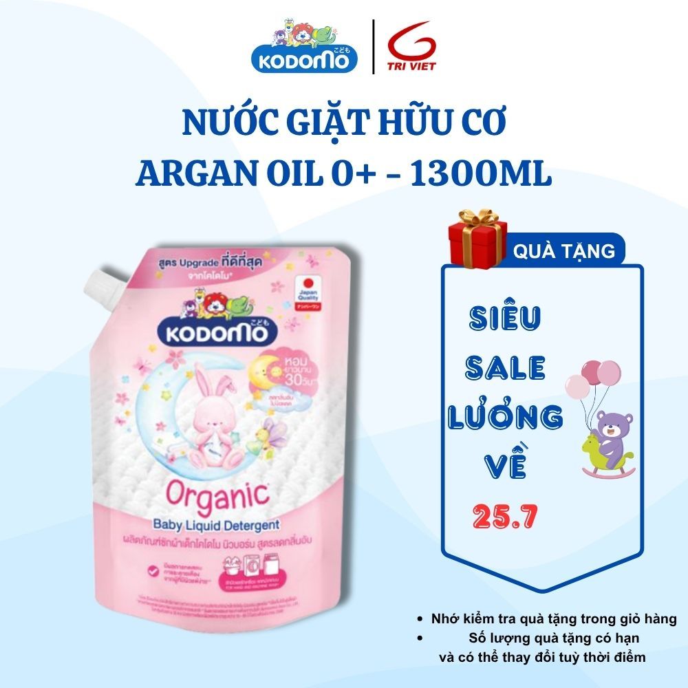 Nước Giặt Quần Áo Trẻ Em Organic Kodomo Argan Hữu Cơ 1300ml