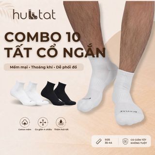 Combo 10 đôi vớ cổ ngắn nam nữ chất liệu cotton, tất ngắn cổ nam nữ có đệm lót xù êm chân - STA-5009-NGAN-CB10