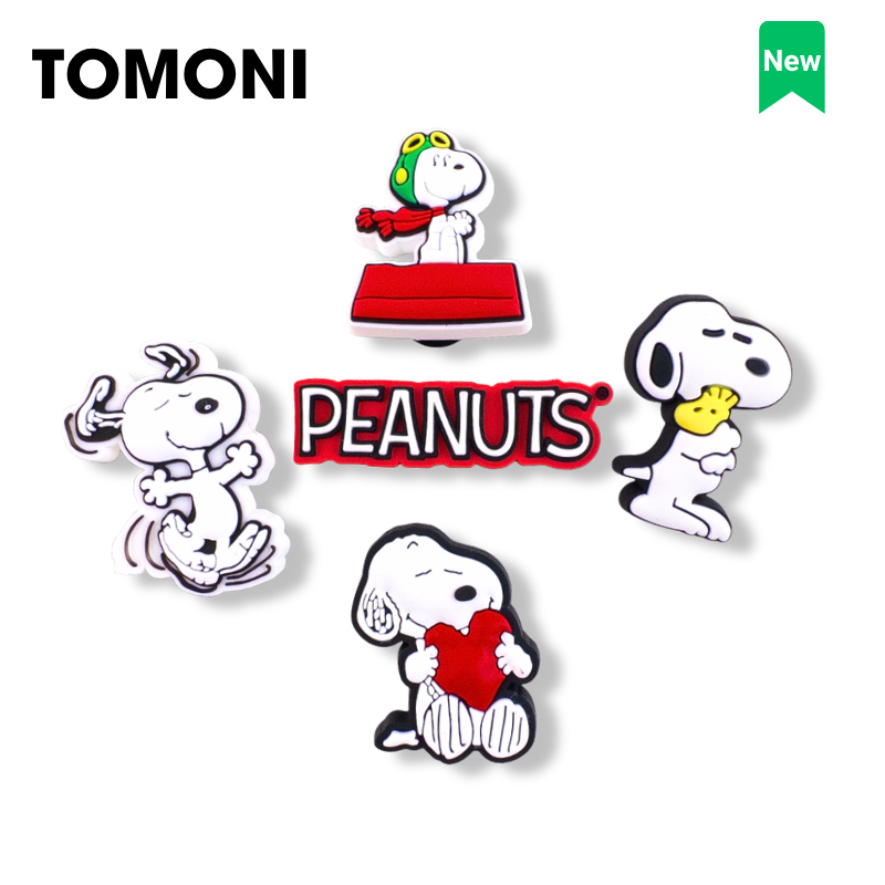 TOMONI Cham Dép Nhân Vật Hoạt Hình Peanuts Snoopy, Sticker Dép Cross Phụ Kiện Trang Trí Dép Sục Lỗ