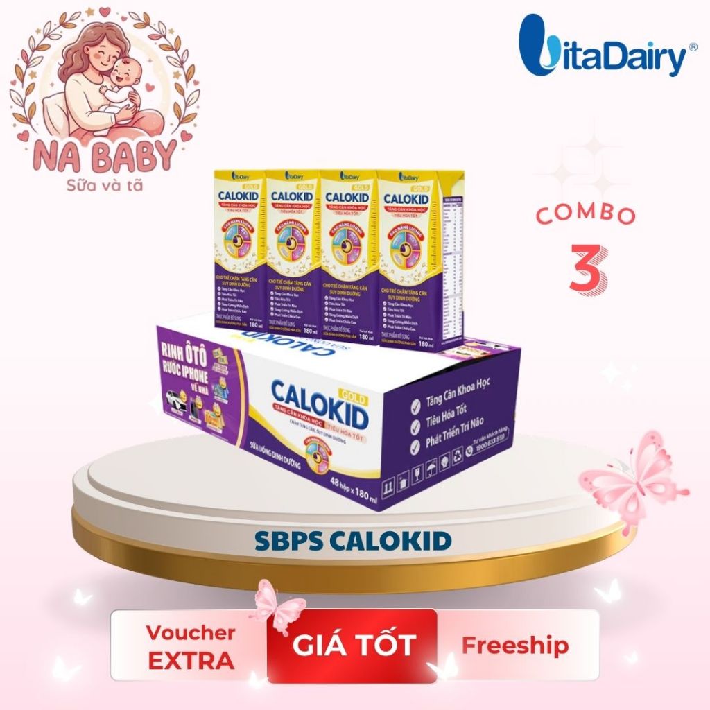Combo 3-4 thùng - SUDD Calokid 110ml/180ml ( thùng 48 hộp ) - VitaDairy - Hàng chính hãg