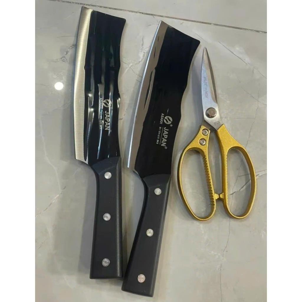 (BỘ 2 DAO) TẶNG 1 KÉO SK5 DAO CÁN DÀI NHẬT SIÊU BÉN- DAO JAPAN 217