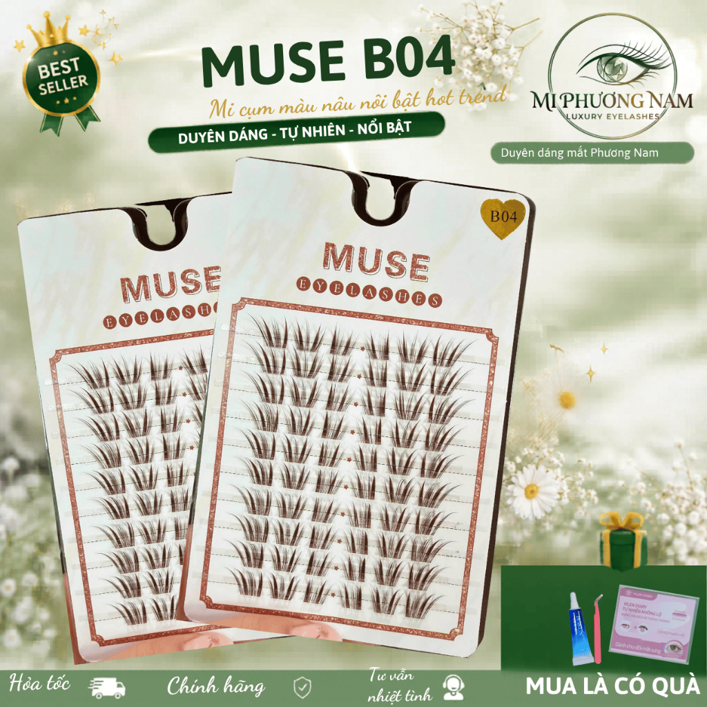 Mi giả Muse B04 - Mi Cụm Nâu MUSE B04 Mi Cáo Nhẹ Tự Nhiên Dễ Gắn | Shop Mi Phương Nam