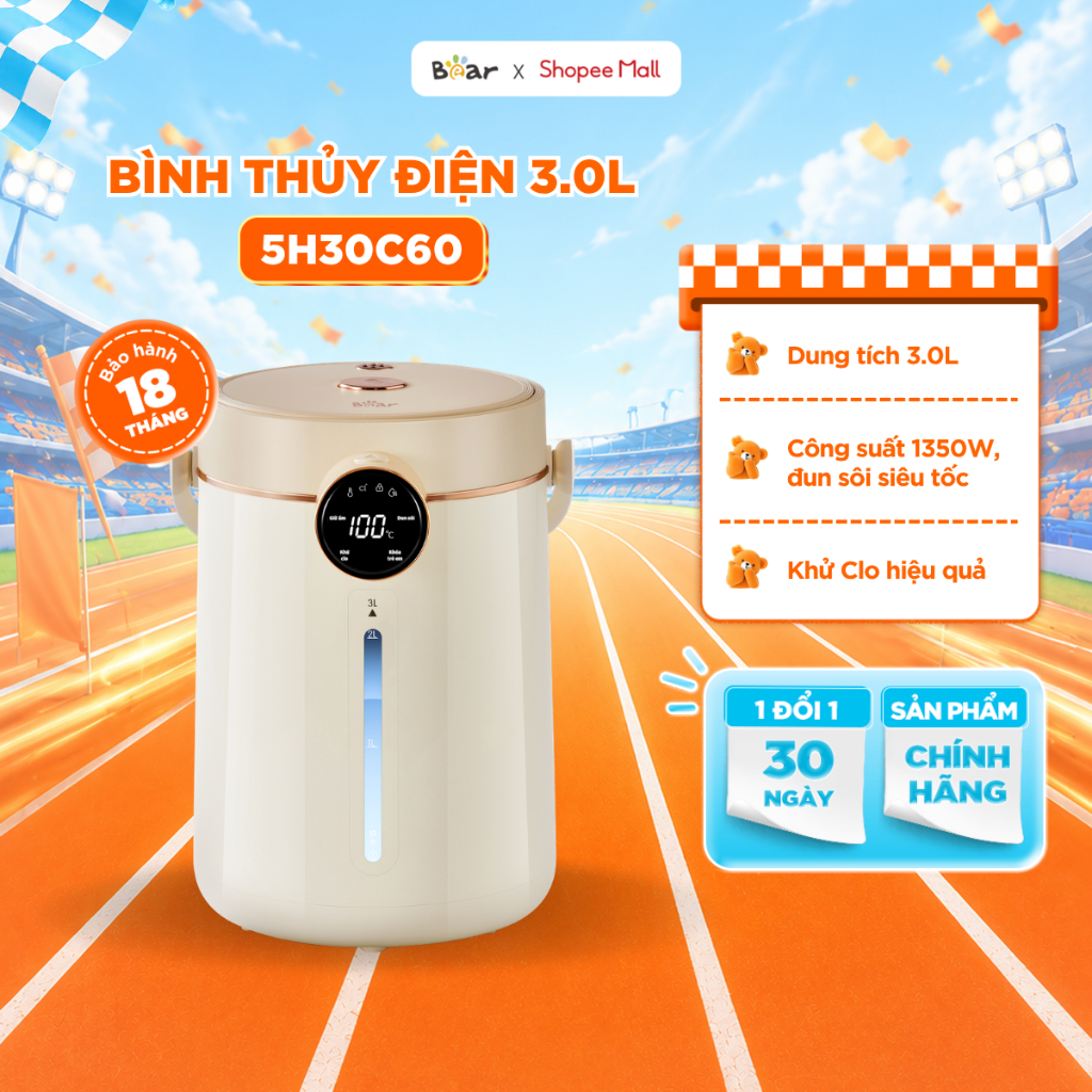Bình Thủy Điện Bear Dung Tích 3.0L EWB-5H30C60