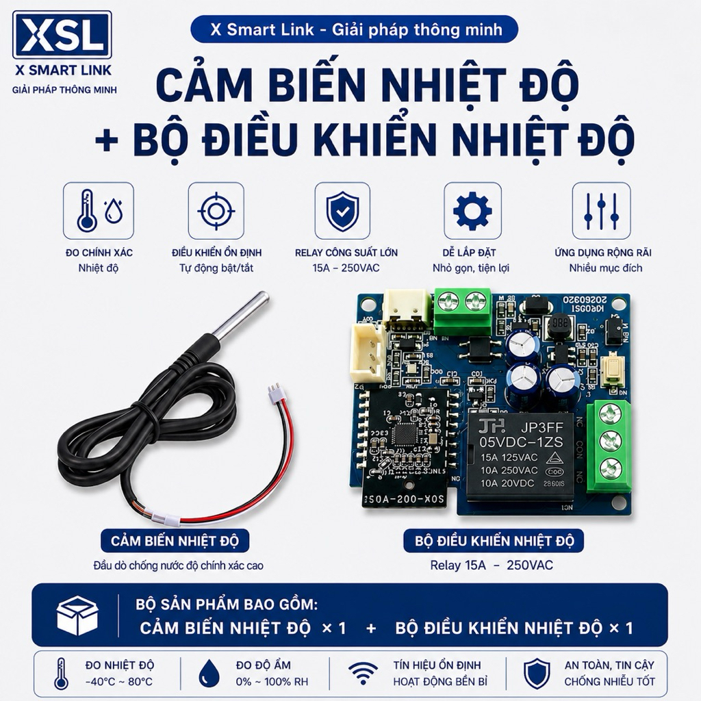 eWeLink-Bộ Điều Khiển Nhiệt Độ WiFi eWeLink Kèm Cảm Biến Nhiệt Độ | Relay 15A | Điều Khiển Từ Xa Qua