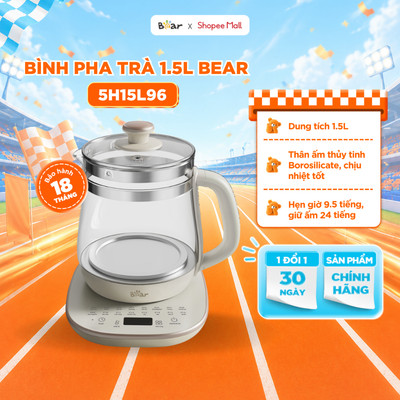 Bình Pha Trà Bear 1.5L Ấm Siêu Tốc Bình Thủy Tinh Đựng Nước Ấm Pha Trà Ấm Trà Bình Thủy Giữ Nhiệt Ấm Đun Nước HK-5H15L96