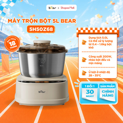 Máy Trộn Bột BEAR 5.0L Inox 304 Công Suất Lớn Chống Dính Làm Bánh SM-5H50Z68