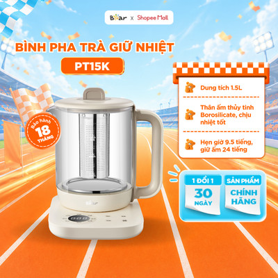 Bình Pha Trà Bear 1 5L Ấm Thủy Tinh Đun Nước Giữ Nhiệt Hẹn Giờ Có Lưới Lọc Pha Trà Pha Sữa Khử Clo An Toàn SB-PT15K