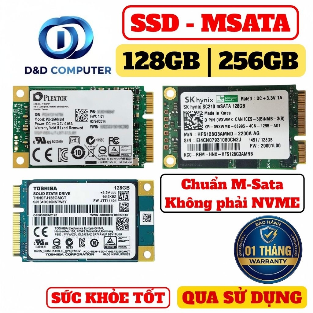 SSD MSATA 128GB | 256GB CÁC HÃNG TOSHIBA | SK Hynix | PLEXTOR,... HÀNG CHUẨN  - QUA SỬ DỤNG.