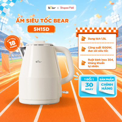 Ấm Đun Nước BEAR 1.5L Ấm Đun Nước Pha Sữa Bình Đun Nước Pha Trà Siêu Tốc Ấm Đun Mini Giữ Nhiệt EB-5H15D