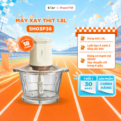Máy Xay Thịt BEAR 1.8L Cối Thủy Tinh Xay Thịt Cá Rau Củ Cực Nhuyễn Máy Xay Thịt Đa Năng Công Suất 300W - CH-5H03P36
