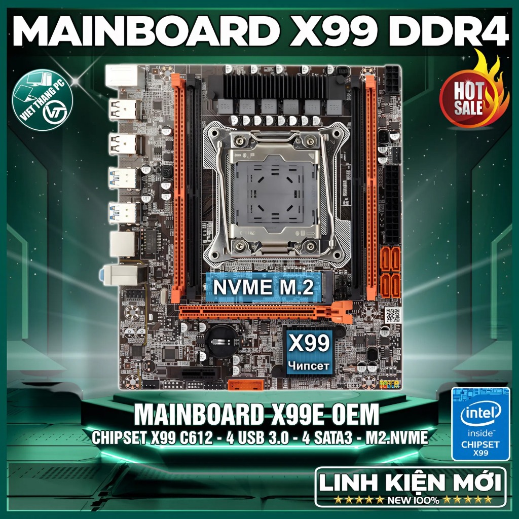 Mainboard - Bo Mạch Chủ X99 OEM DDR4 Chạy CPU Intel Xeon E5v3 E5v4 Model X99D4M New 100%