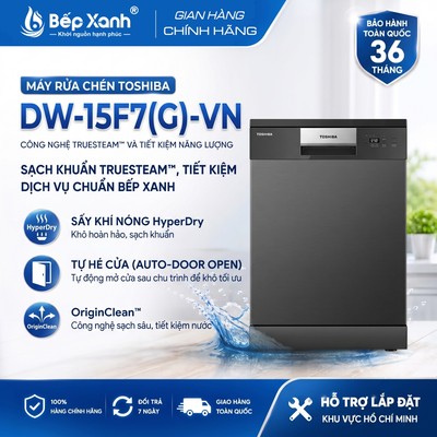 TẶNG BẾP TỪ 2TR6 | Máy Rửa Bát Toshiba DW-15F7(G)-VN - 15 Bộ - Sấy Turbo - Bảo Hành 36T