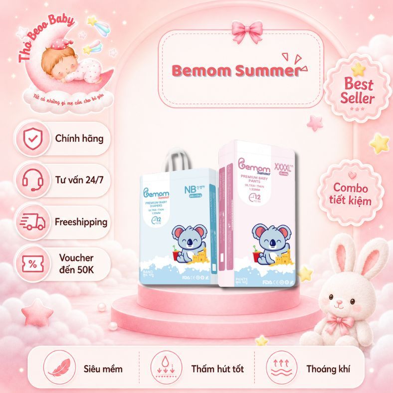Bỉm Bemom Summer chính hãng – Mỏng nhẹ, mềm mại, thấm hút tốt đủ size