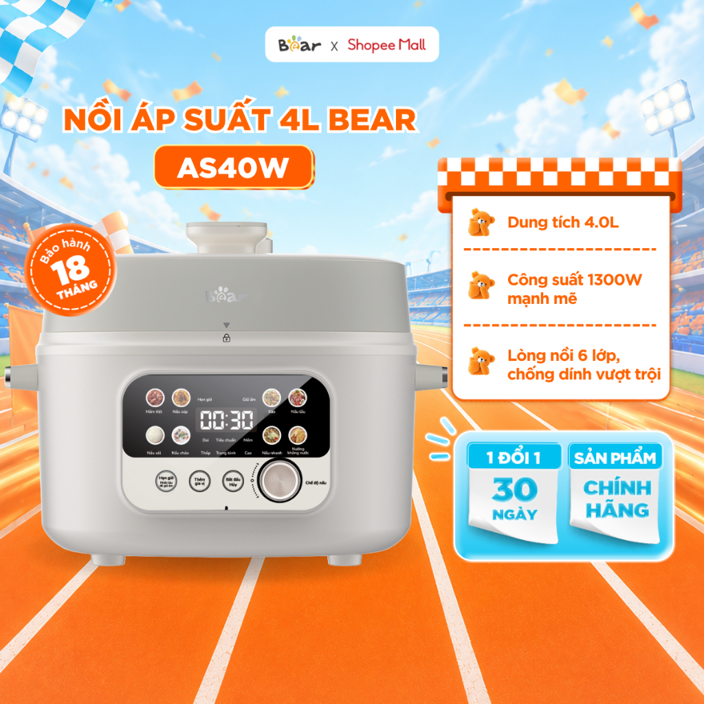 [KOL] Nồi Áp Suất Bear Dung Tích 4.0L SB-AS40W