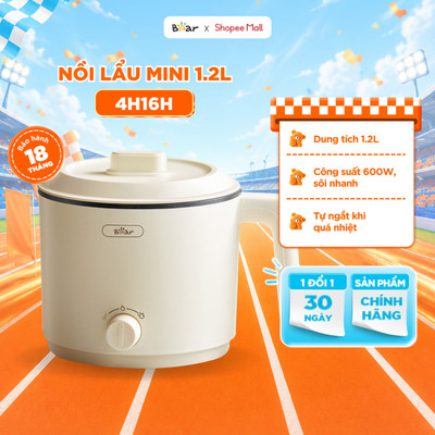Nồi Điện Đa Năng Mini Bear 1.2L Nấu Lẩu Hầm Hấp Lòng Nồi Chống Dính 2 Mức Nhiệt 300W-600W MC-4H16H​
