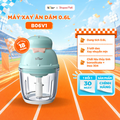 Máy Xay Ăn Dặm Bear 0.6L Xay Thịt Cá Rau Củ Quả Cối Thủy Tinh Lưỡi Dao Inox 304 2 Chế Độ Xay Dễ Vệ Sinh GR-B06V1