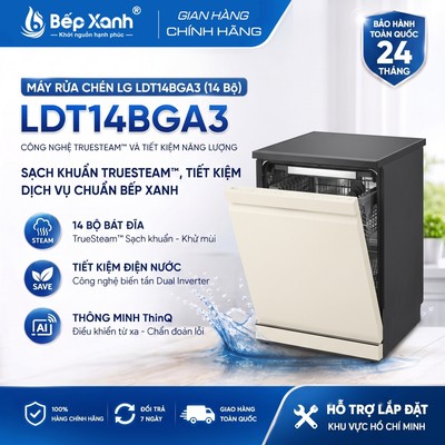 [GIÁ SỐC] Máy Rửa Chén LG LDT14BGA3 (14 Bộ) Độc Lập | Công Nghệ TrueSteam Diệt Khuẩn 99.9% - Trả Góp 0%