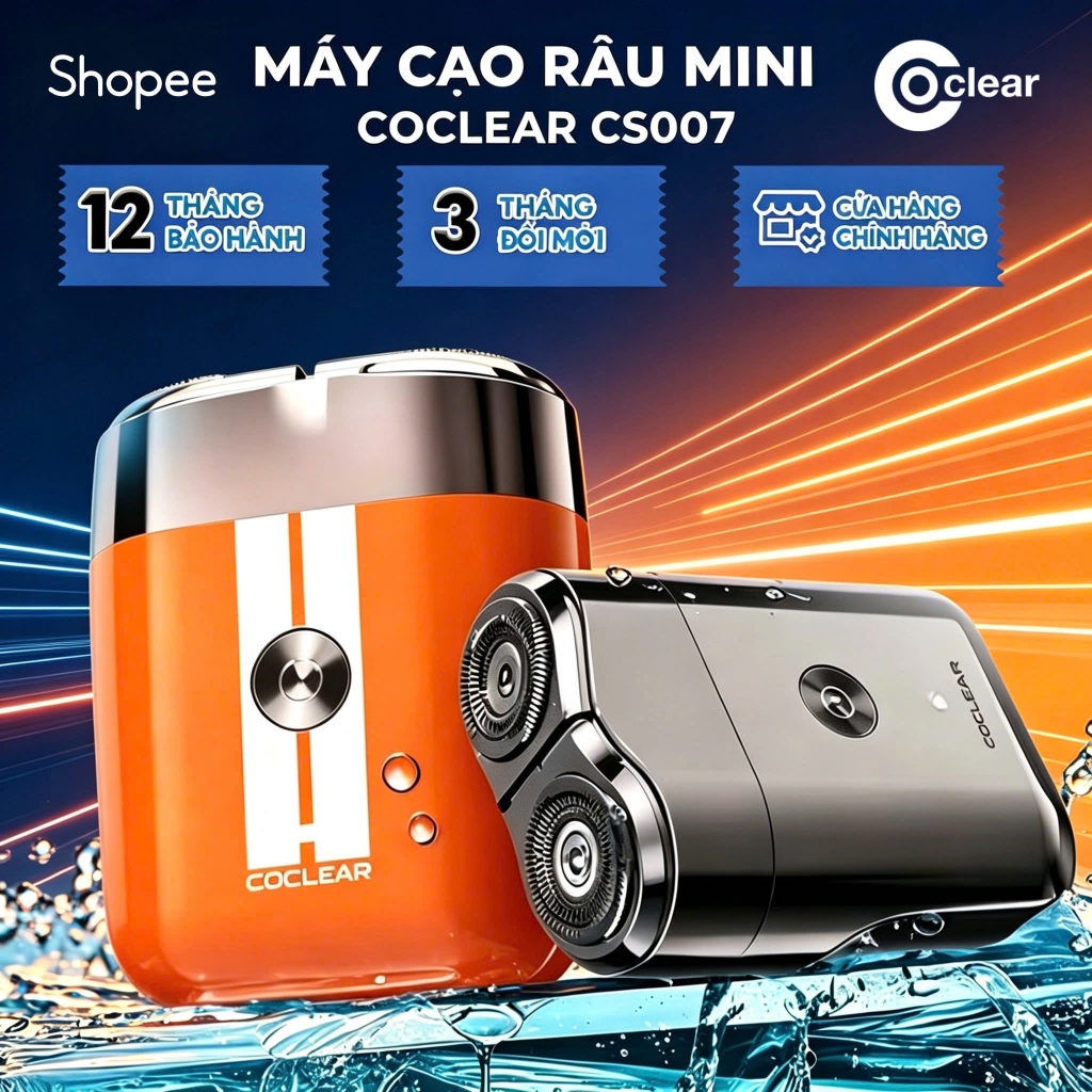 Máy cạo râu mini coclear CS007 thiết kế động cơ tốc độ cao, cạo khô và nước, pin sử dụng đến 2 tháng