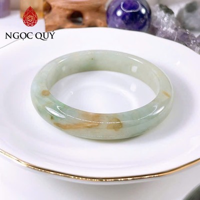 Vòng cẩm thạch A Myanmar - Ngọc phỉ thúy type A xanh dầu điểm phỉ ni 51-57mm LM143 - Ngoc Quý