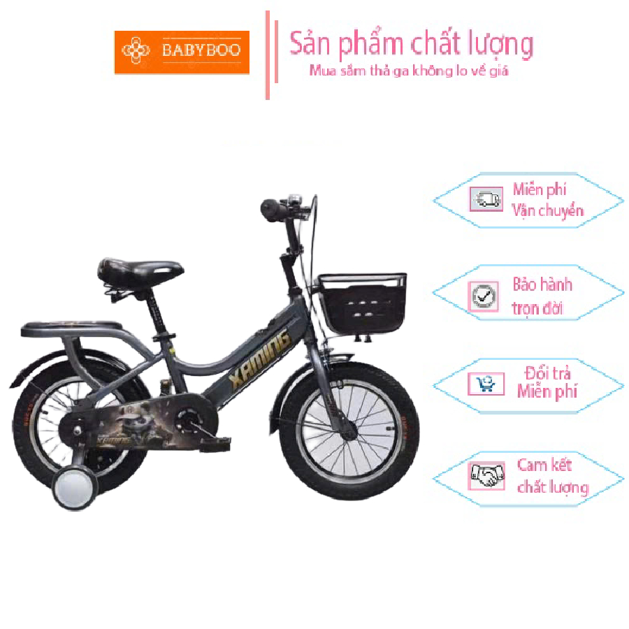 Xe đạp Xaming Gấu cho bé, size 12-20, bánh phụ hoặc chân chống tùy size - Babyboo.4kids