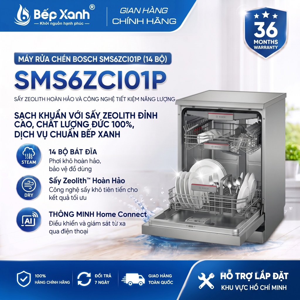 Tặng Chảo 2TR3 | SMS6ZCI01P | Máy Rửa Bát Bosch Series 6 Chính Hãng Đức SMS6ZCI01P / SMS6ZCI00P