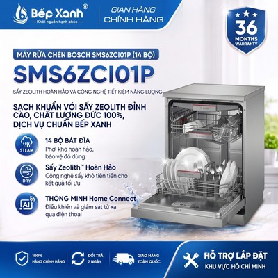 Tặng Chảo 2TR3 | SMS6ZCI01P | Máy Rửa Bát Bosch Series 6 Chính Hãng Đức SMS6ZCI01P / SMS6ZCI00P