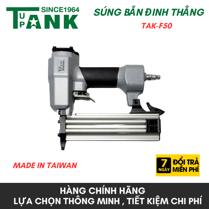[MADE IN TAIWAN] Súng bắn đinh gỗ thẳng F50 máy bắn ghim hơi TANK TAK-F50