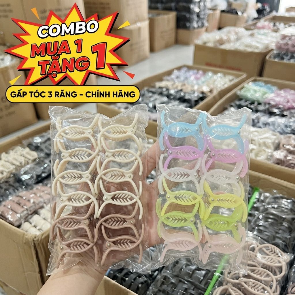 [Mua 1 Tặng 1]Set 12 Kẹp Tóc 3 Răng chắc chắn(1 set 12 cây tặng luôn 1 set nữa,tổng 24 kẹp ạ)