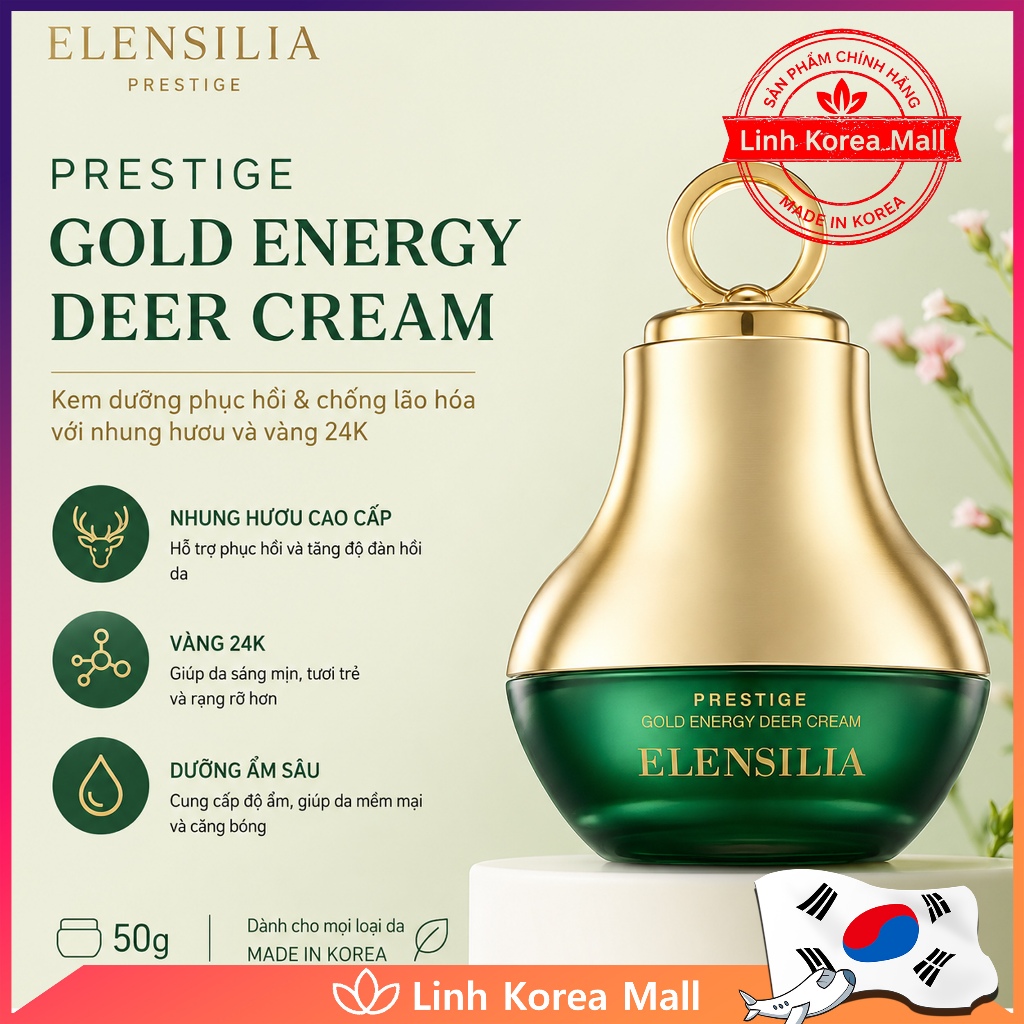 Kem nâng cơ & phục hồi da cao cấp Elensilia Prestige Gold Energy Deer Cream 50g