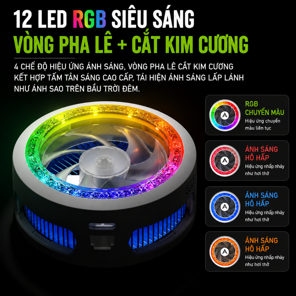 Piva B3 Quạt tản nhiệt sò lạnh điện thoại thế hệ mới làm lạnh đóng băng hỗ trợ tăng fps liên quân PUBG | BigBuy360 - bigbuy360.vn