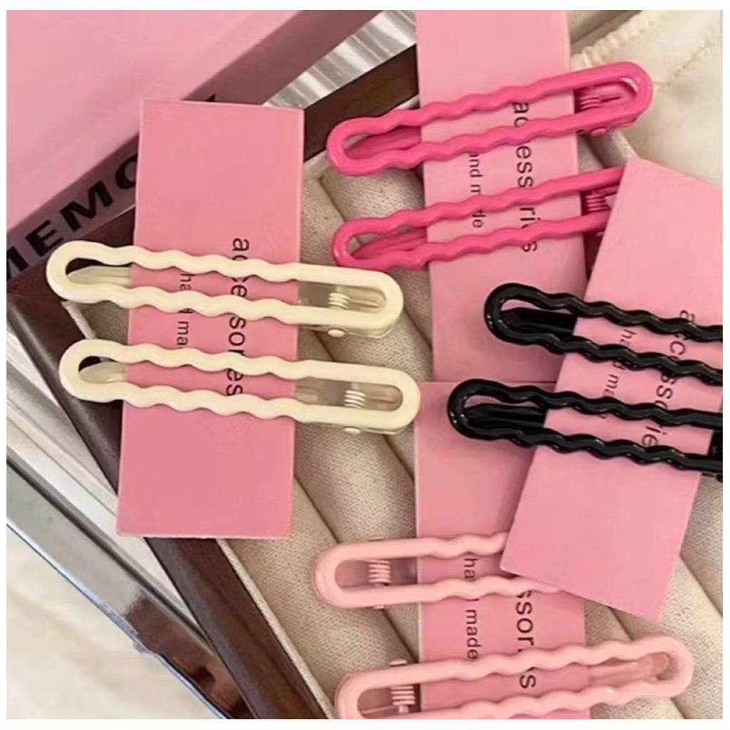 Kẹp Tóc Mái 1K 🎀Kẹp wavy mạ vàng cute Trend 2026