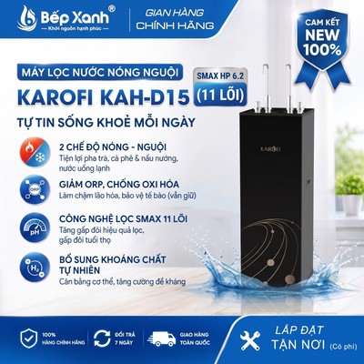 Máy Lọc Nước Nóng Nguội Karofi KAH-D15 - 11 Lõi Công Nghệ Smax, Bổ Sung Khoáng Chất - Hàng Chính Hãng