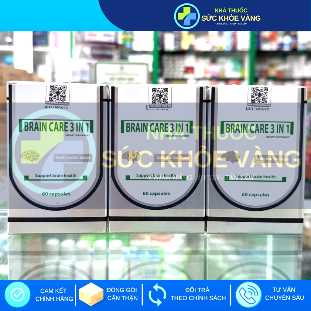 BRAIN CARE 3 IN 1 - HOẠT HUYẾT DƯỠNG NÃO CHIẾT XUẤT GINKO BILOBA NHẬP KHẨU NEWZELAND