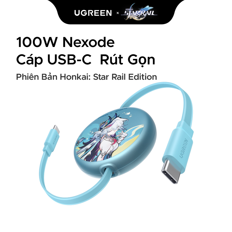 【Phiên Bản Honkai: Star Rail】UGREEN Cáp dữ liệu sạc có thể thu vào 100W USB-C sang USB-C cho iPhone 17 Pro Max/Samsung 