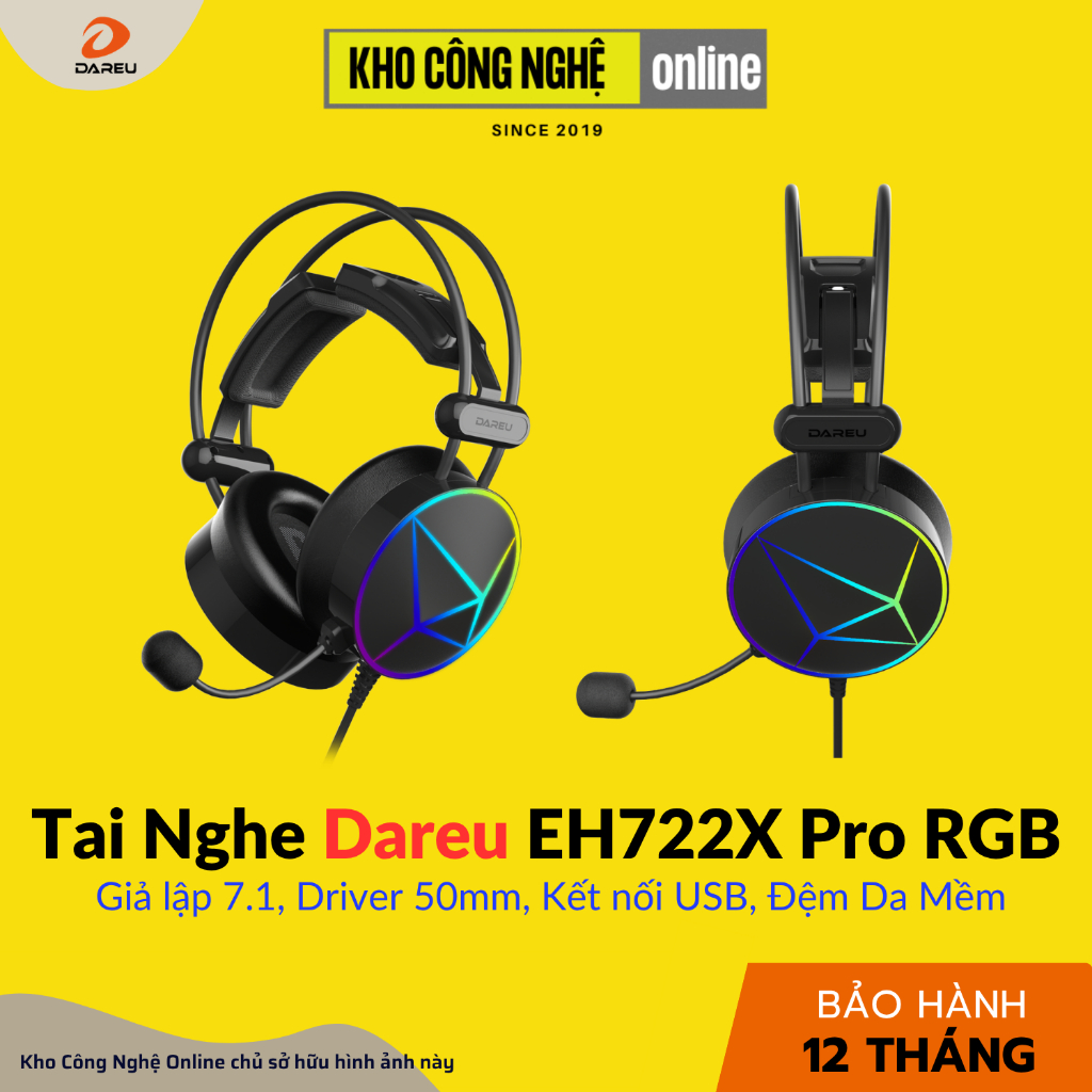 Tai nghe Dareu EH722X Pro RGB - Hàng Chính Hãng