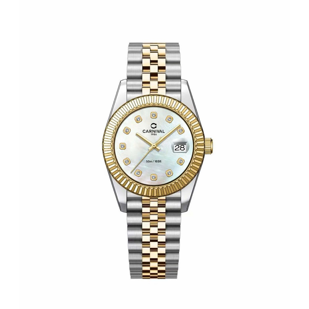 [Chính Hãng 100%] Đồng Hồ Nữ Carnival 8250L (8250) Máy Quartz (Pin) Kính Sapphiare Mặt Siz 31mm Full
