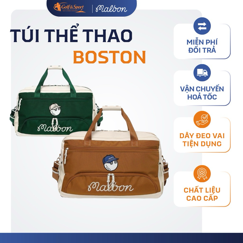 Túi Boston Golf Malbon Cao Cấp – Túi Đựng Quần Áo, Phụ Kiện Thể Thao, du lịch Hiện Đại ( Malbon x Go