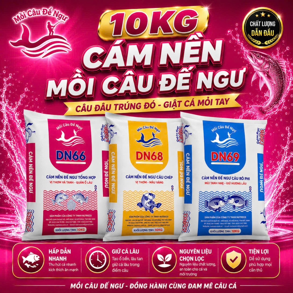 Bao 10kg (Say Sẵn) Cám Nền Mồi Câu Đế Ngư -Cám nền Chép DN68-Cám Nền Tổng Hợp DN66-Cám Nền Rô Phi DN