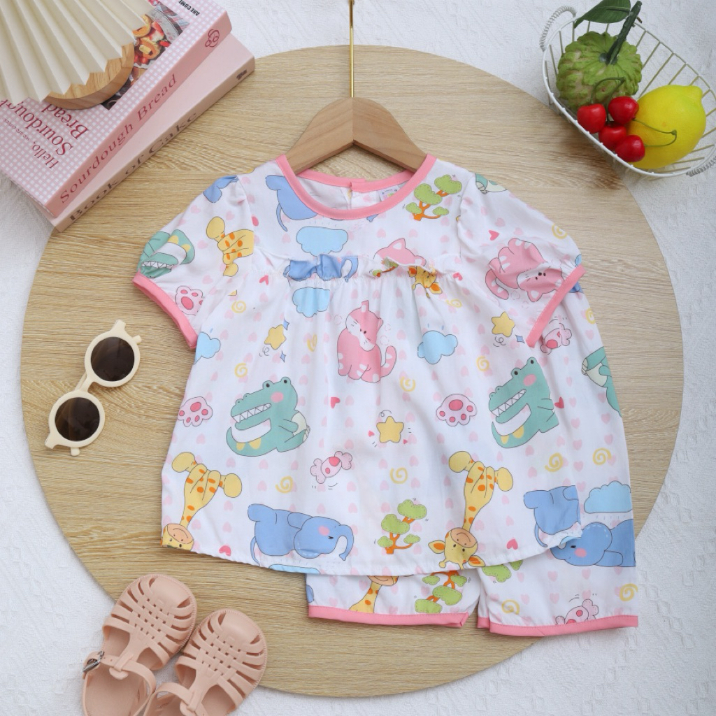 Bộ tole quần lửng phối viền cho bé gái size 8-18kg- Lavin Kids