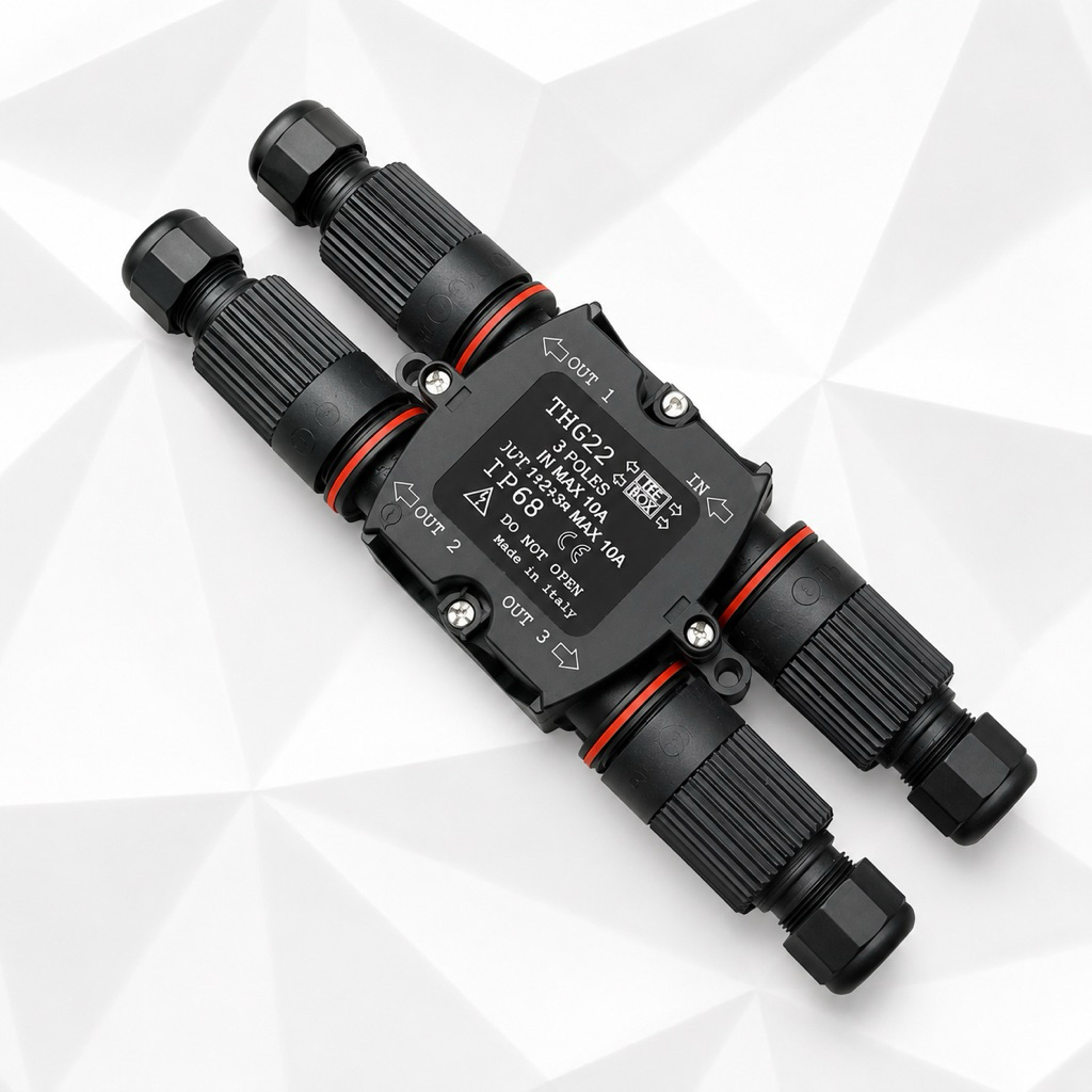 Đầu Chia Dây Điện Chống Nước IP68 1 Vào 3 Ra 3 Chân Connector Chia Nguồn