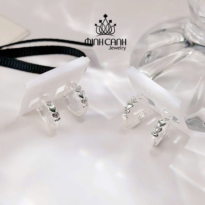 Bông Tai Bạc Trái Tim Khóa Bấm Minh Canh Jewelry