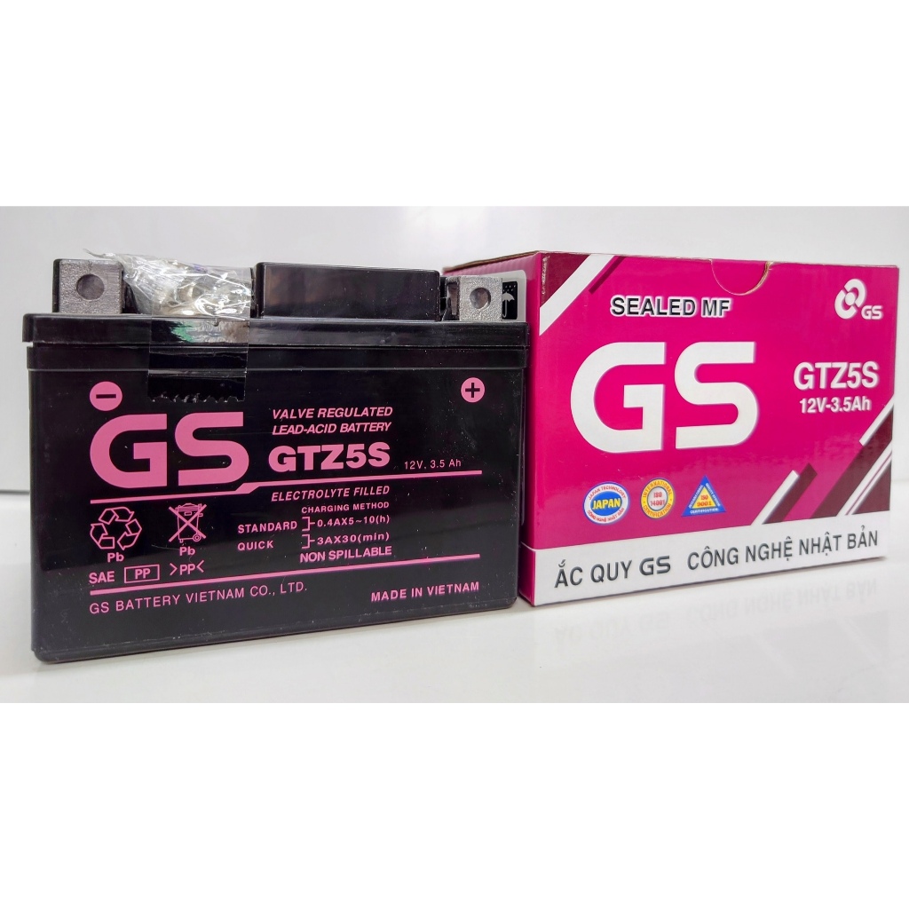 Ắc quy khô GS GTZ5S 3,5Ah, Wave RS Rsx Rsv S, Nouvo456, Airblade110, Hayate X-Bike SKY Exciter