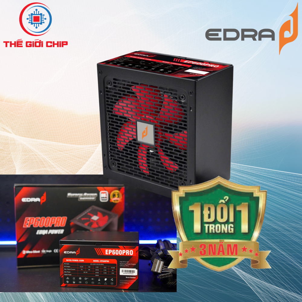 Nguồn máy tính EDRA EP600PRO(công suất thực 550W) I Bảo hành 36 tháng bởi nhà cung cấp
