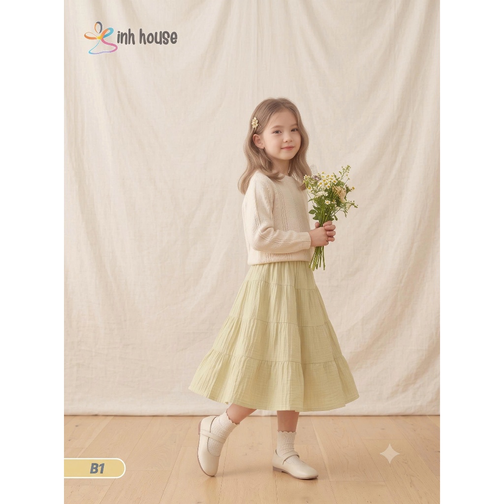 Chân váy maxi cho bé gái Xinh house, nhiều màu để mẹ chọn B1 - B2